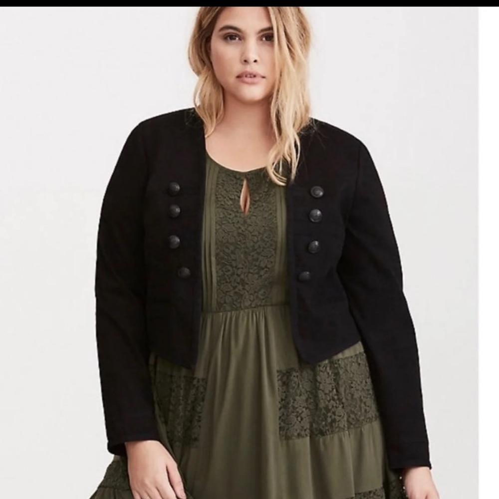 Torrid Military Style Twill Cropped Jacket